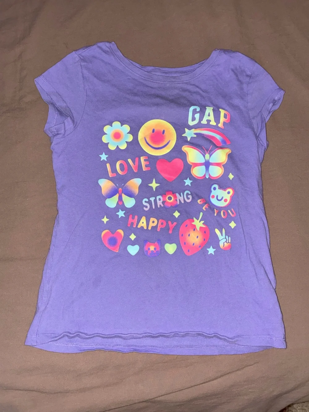 GAP Purple Short-Sleeve Tee with Neon Icons